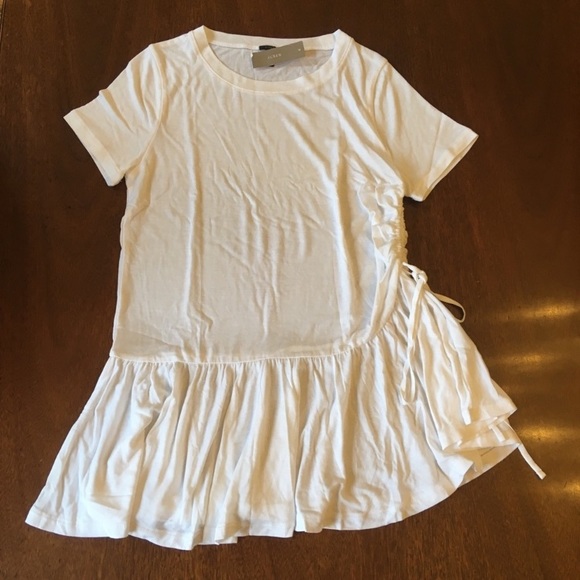J CREW White Classic Crew Neck Soft Gathered Ruffle T Shirt - Picture 7 of 7